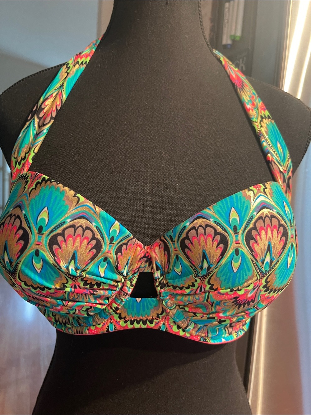 Vibrant Multicolor Halter Swim Top